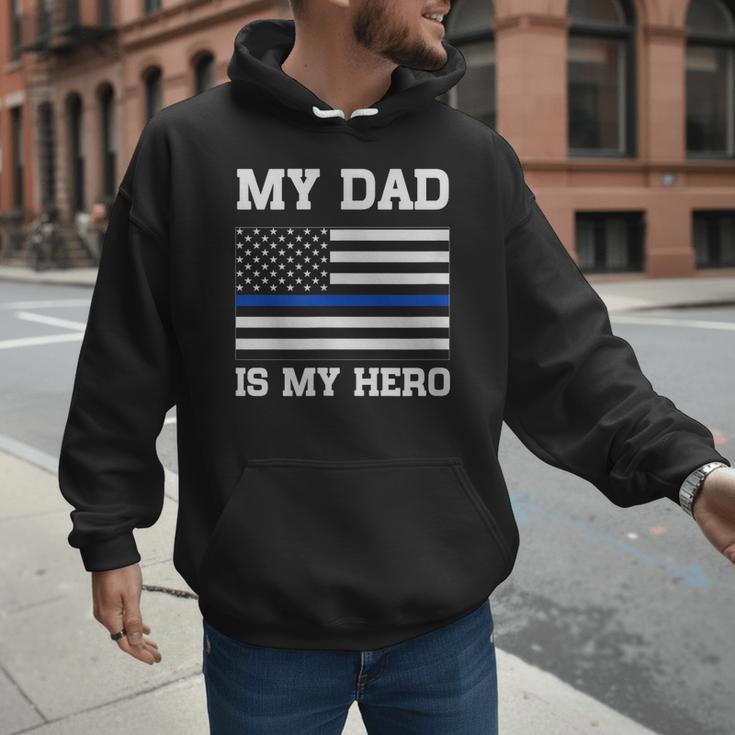 Thin Blue Line My Dad Is My Hero Son Daughter Of Cop Men Hoodie
