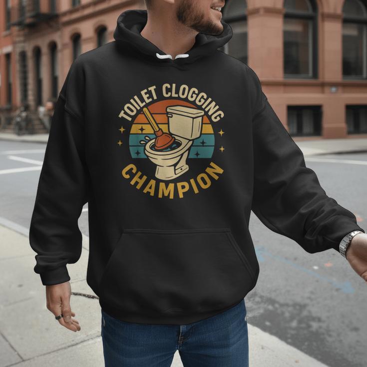 Toilet Clogging Champion Bathroom Humor Dad Jokes Men Hoodie Toilet Clogging Champion Bathroom Humor Dad Jokes Men Hoodie