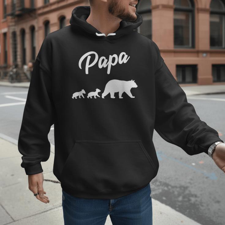 Twin Dad Papa Bear Two Cubs 2 Kids Men Hoodie