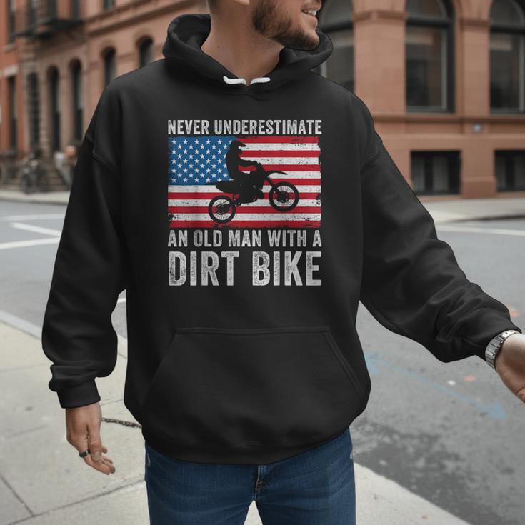 Never Underestimate An Old Man With A Dirt Bike Grandpa Dad Men Hoodie