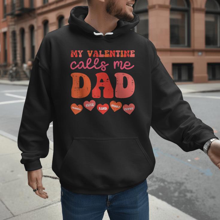 My Valentine Calls Me Dad Retro Groovy Family Daddy Papa Men Men Hoodie