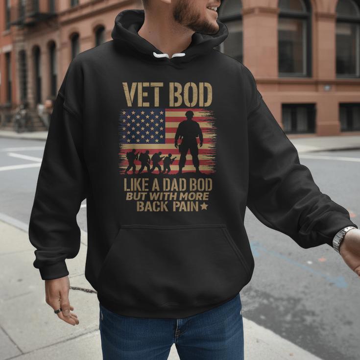 Vet Bod Like Dad Bod But With More Back Pain US Flag Veteran Men Hoodie