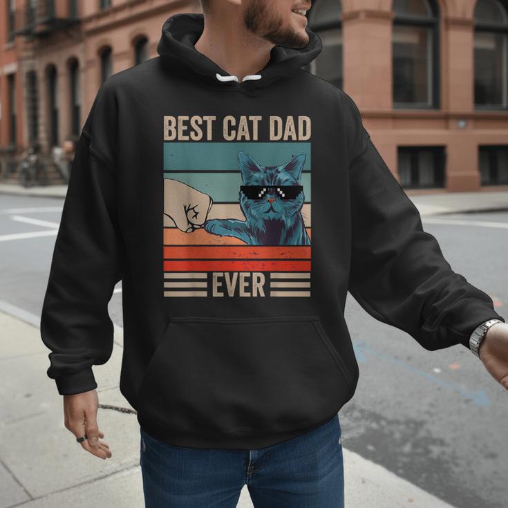 Vintage Best Cat Dad Ever Bump Fist Father's Day Cat Daddy Men Hoodie Vintage Best Cat Dad Ever Bump Fist Father's Day Cat Daddy Men Hoodie