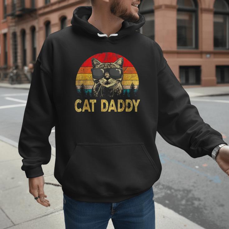 Vintage Cat Daddy Cat Lover Cat Dad Fathers Men Hoodie