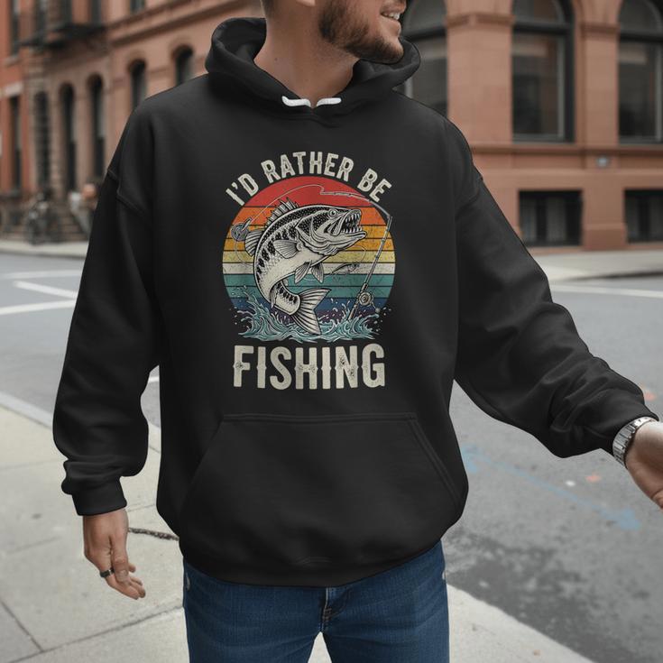 Vintage I'd Rather Be Fishing Graphic Bass Dad Boy Men Men Hoodie