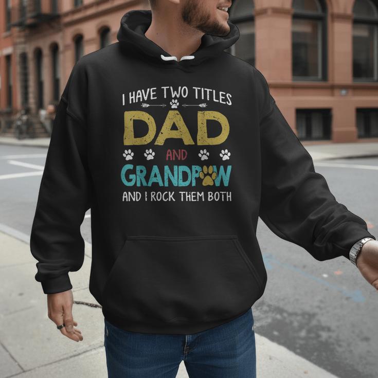 Vintage I Have Two Titles Dad And Grandpaw Dog Lover Men Hoodie