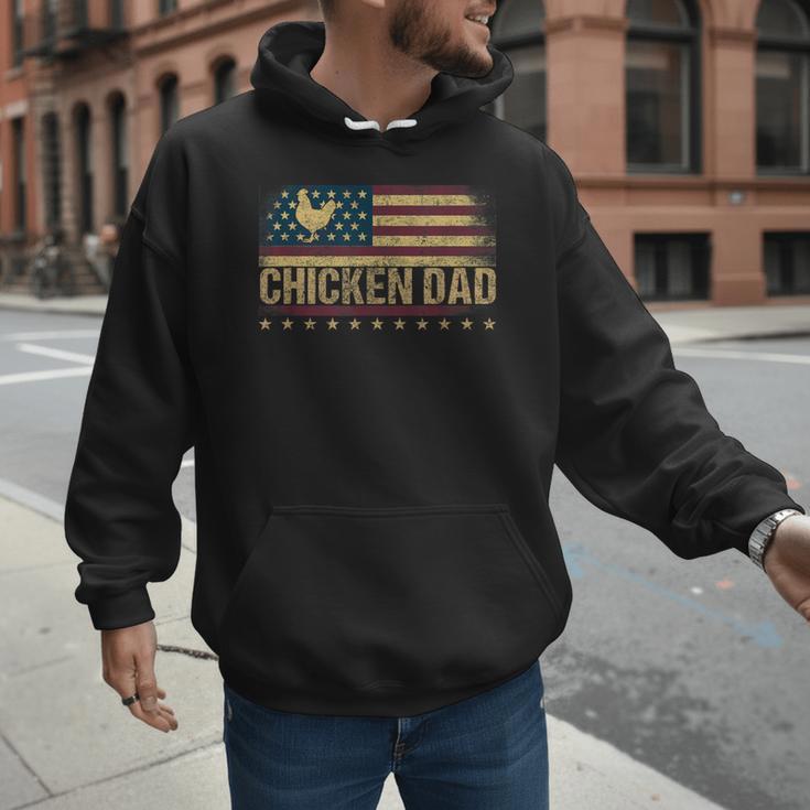 Vintage USA Flag Chicken Dad Stars Men Hoodie