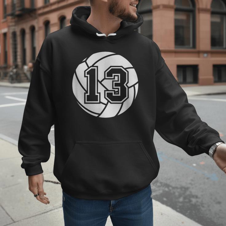 Volleyball Player 13 Volleyball Mom Dad Jersey Number 13 Men Hoodie