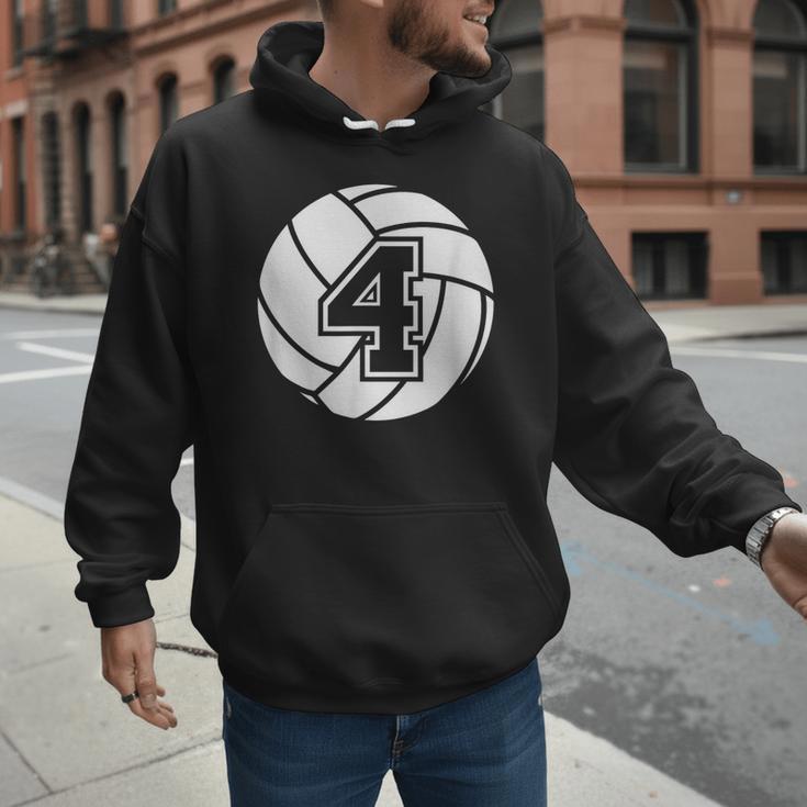 Volleyball Player 4 Volleyball Mom Dad Jersey Number 4 Men Hoodie