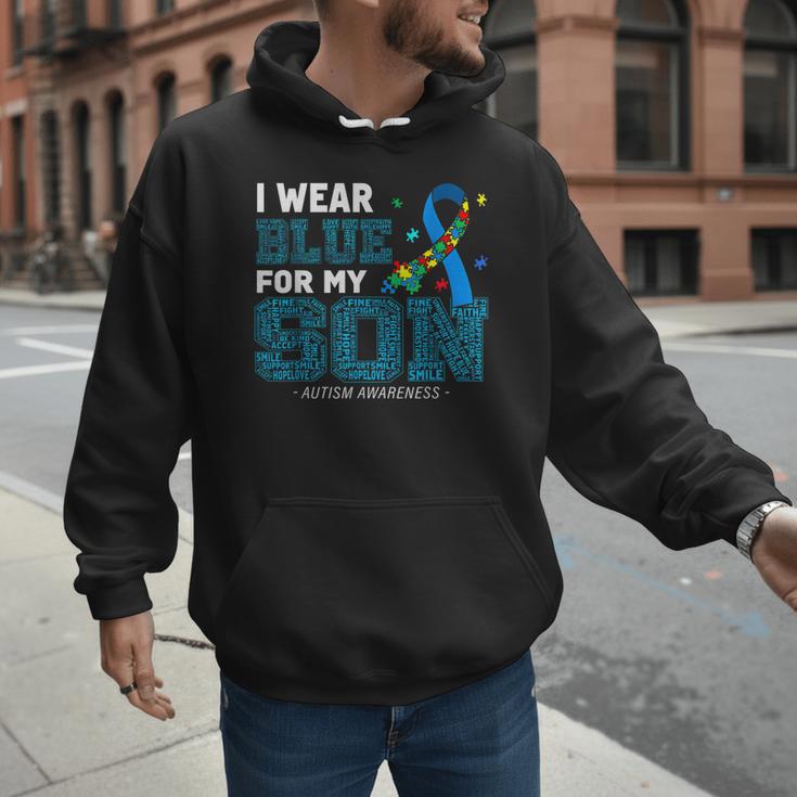 I Wear Blue For My Son Autism Awareness Mom Dad Parents Men Hoodie I Wear Blue For My Son Autism Awareness Mom Dad Parents Men Hoodie