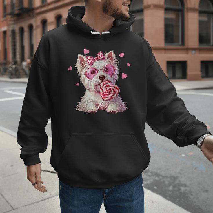 Westie Dog Valentines Day Dog Mom Westie Dad Candy Sucker For Men Women Girls Kids Men Hoodie