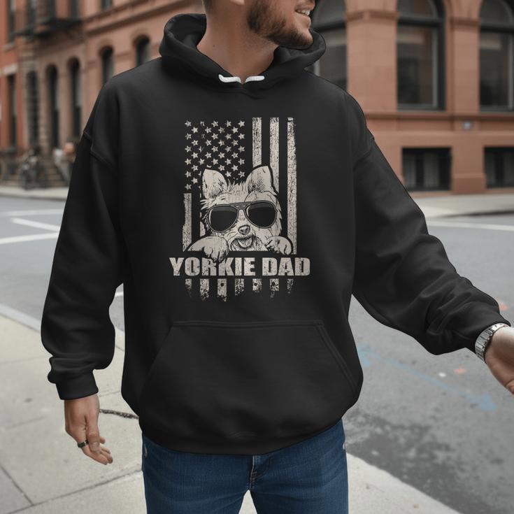 Yorkie Dad Cool Vintage Retro Proud American Men Hoodie