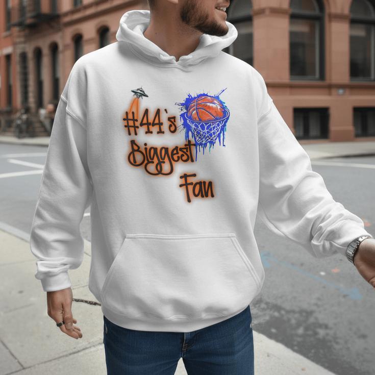 44 Biggest Fan Of Basketball Player Number 44 Dad Mom Men Hoodie