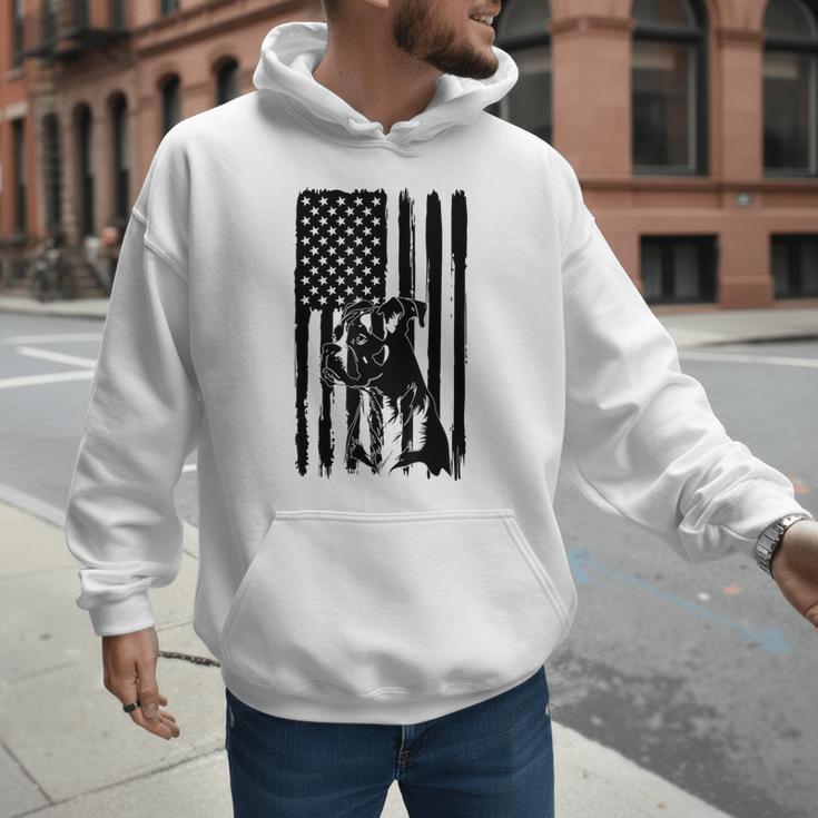 American Flag USA Patriot Boxer Dog Dad Men Hoodie