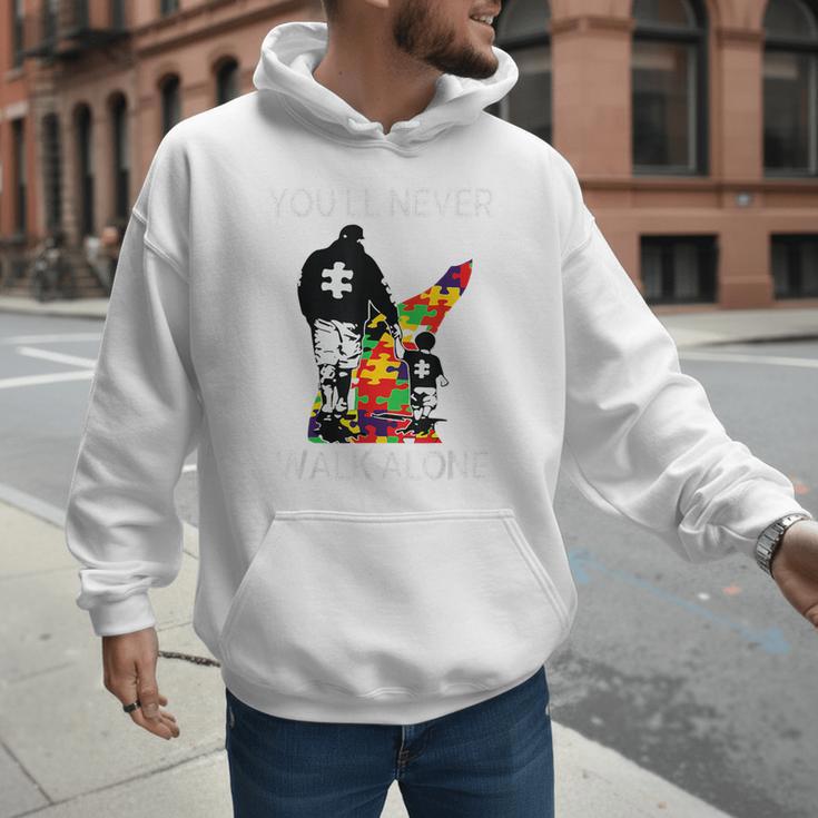 Autism Dad Support Alone Puzzle You'Ll Never Walk Premium Tri-Blend Men Hoodie Autism Dad Support Alone Puzzle You'Ll Never Walk Premium Tri-Blend Men Hoodie