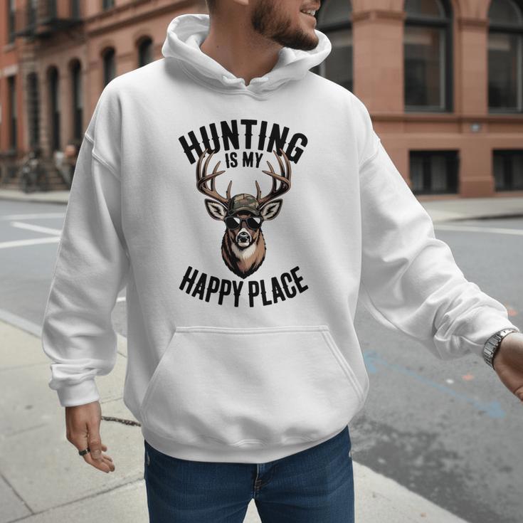 Camo Deer Hunting Is My Happy Place Dad Hunter Men Hoodie