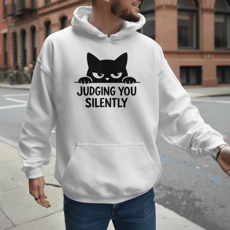 Cat For Cat Lover Mom Dad Cat Judging You Silently Men Hoodie