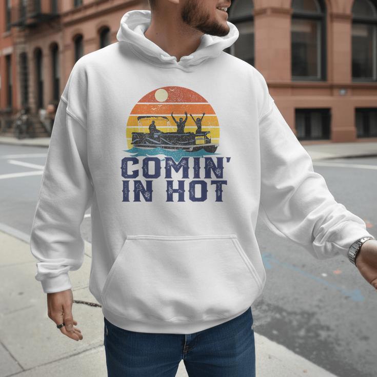 Comin In Hot Pontoon Boat Boating Lake For Dad Small Men Hoodie Comin In Hot Pontoon Boat Boating Lake For Dad Small Men Hoodie