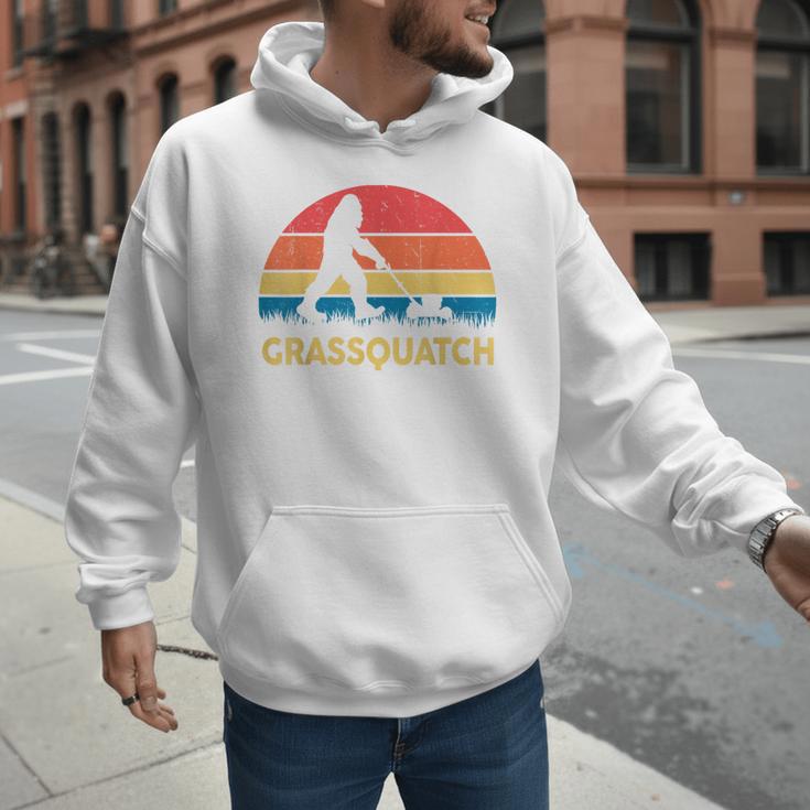 Dad Lawn Mowing Grassquatch Bigfoot Mower Garden Men Hoodie