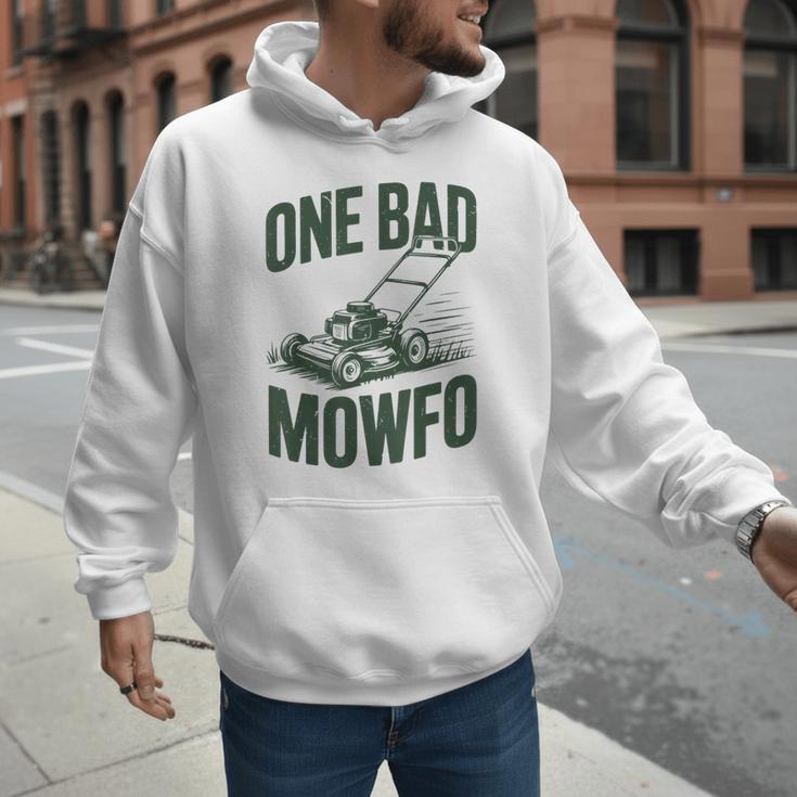 Dad Lawn Mowing One Bad Mowfo Mower Dad Gardening Men Hoodie