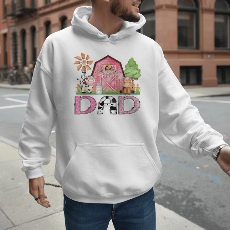 Dad Pink Farm Animal Birthday Kids Matching Family Men Hoodie