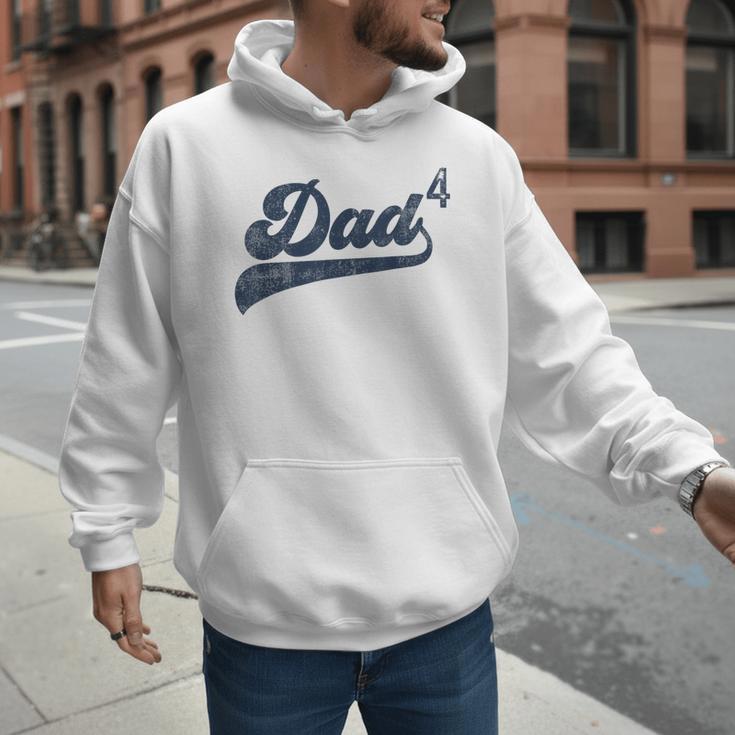 Dad4 Daddy Of 4 Kids Father Of Four Fourth Time Dad Men Hoodie