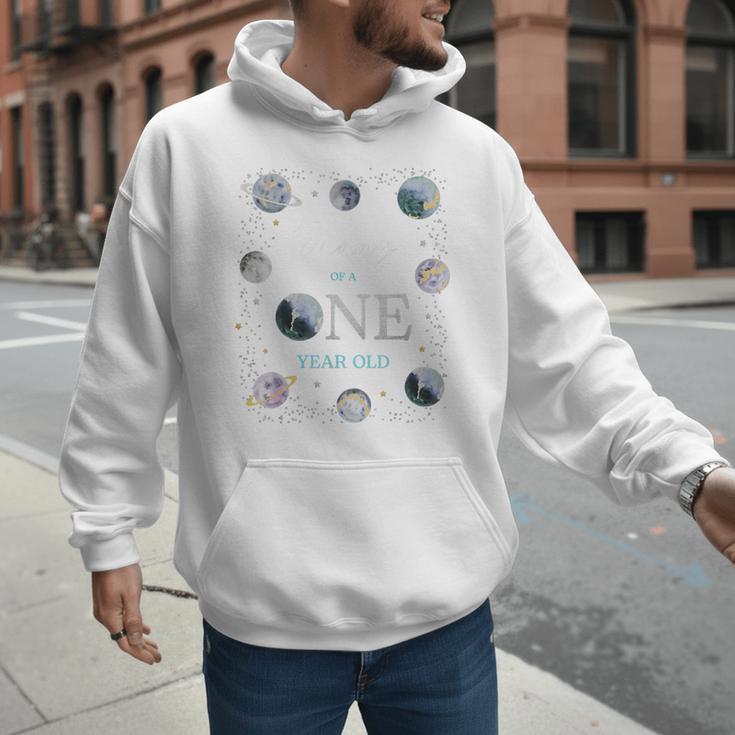 Daddy Houston We Have One Year Old Space Theme 1st Birthday Men Hoodie