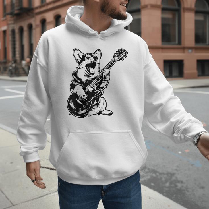 Dog Guitarist Guitar Pembroke Welsh Corgi Dad Mom Men Hoodie