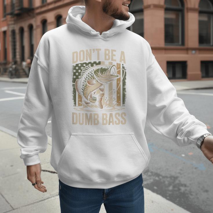 Don't Be A Dumb Bass Fish Camo American Flag Dad Jokes Men Hoodie