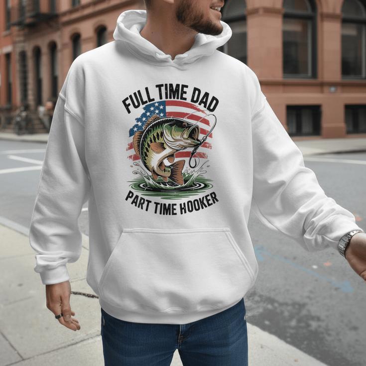 Fishing 4th July Full Time Dad Part Time Hooker On-Back Men Hoodie