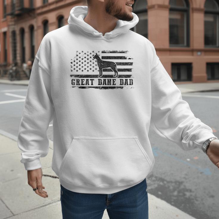 Great Dane Dad Distressed American Flag Patriotic Dog Men Hoodie