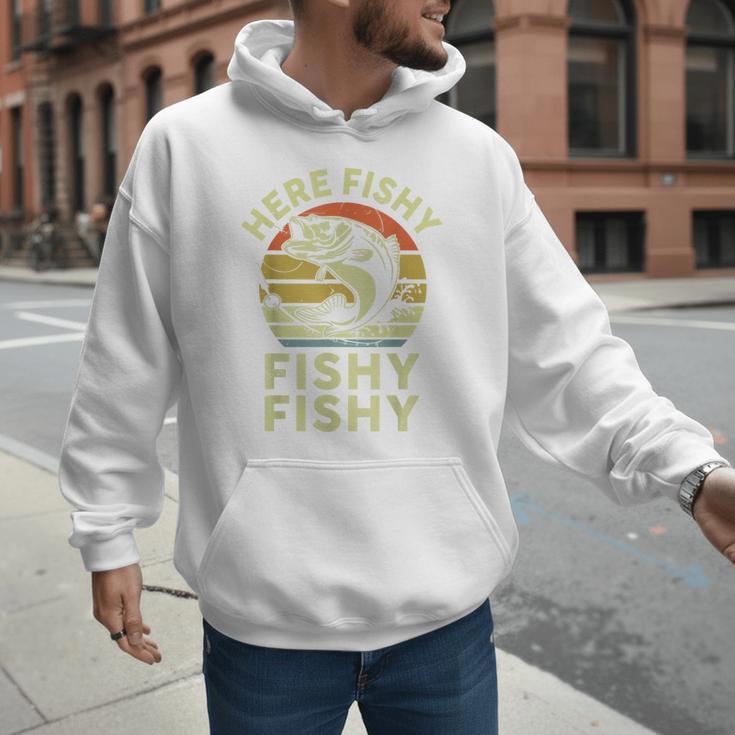 Here-Fishy Fishing Boy Large Mouth Bass Dad Men Hoodie Here-Fishy Fishing Boy Large Mouth Bass Dad Men Hoodie