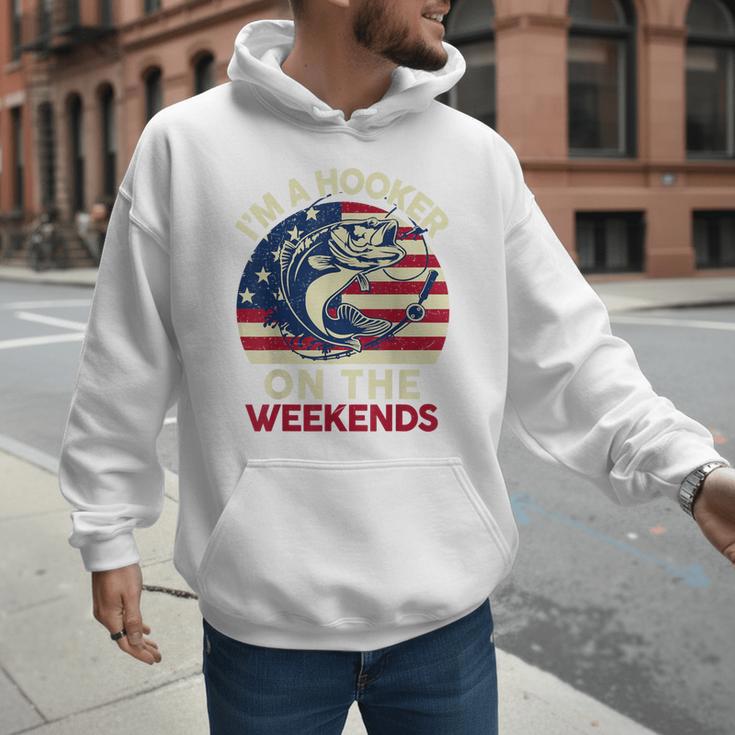 I'm Hooker On The Weekends Dirty Bass Dad Fishing Men Hoodie