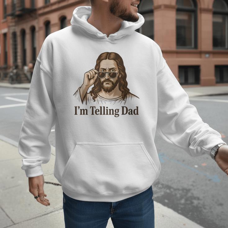 I'm Telling Dad Jesus Wearing Sunglasses Christian Fathers Men Hoodie