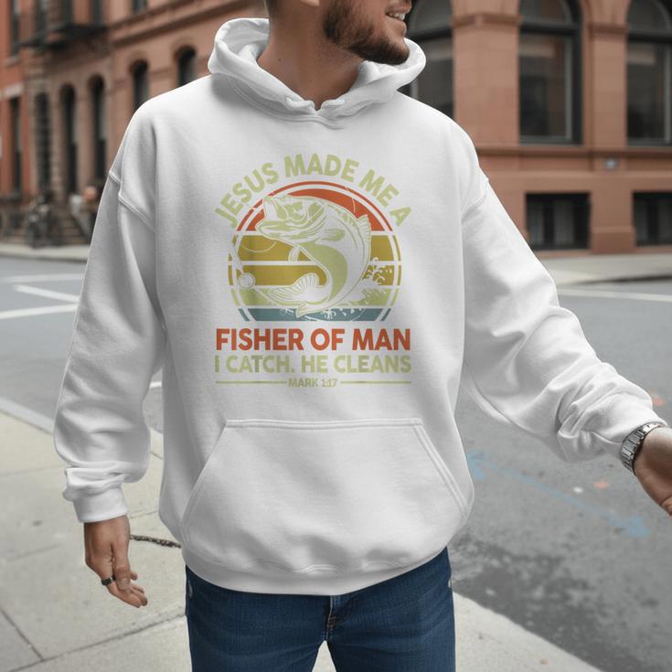 Jesus Made Fisher Man Christian Fishing Bass Fish Dad Men Hoodie