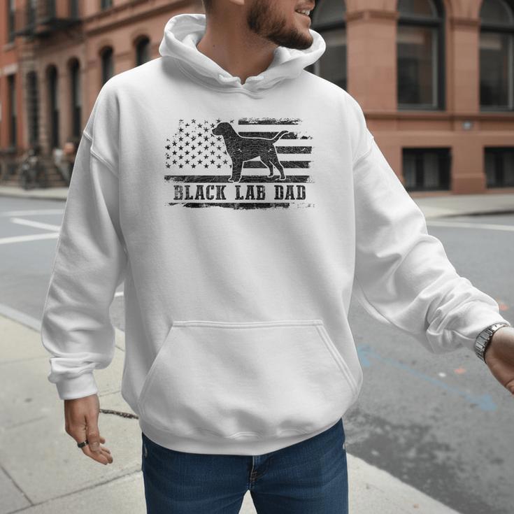 Lab Dad Distressed American Flag Patriotic Dog Men Hoodie