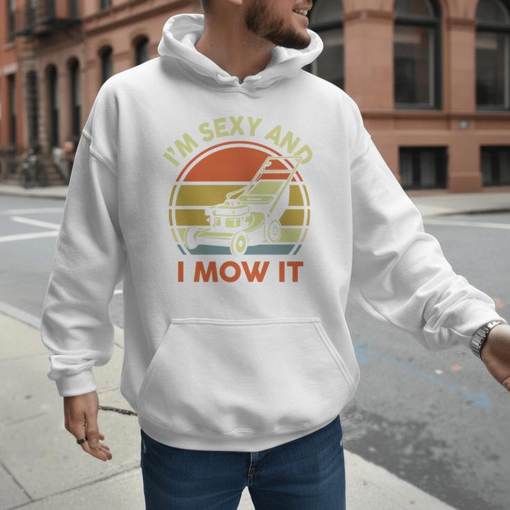 Lawn Mowing Dad Im Sexy And I Mow It Mower Garden Premium Tri-Blend Men Hoodie