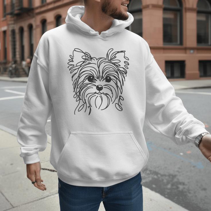 Line Art Dad Mom Dog Teecup Yorkie Men Hoodie Line Art Dad Mom Dog Teecup Yorkie Men Hoodie