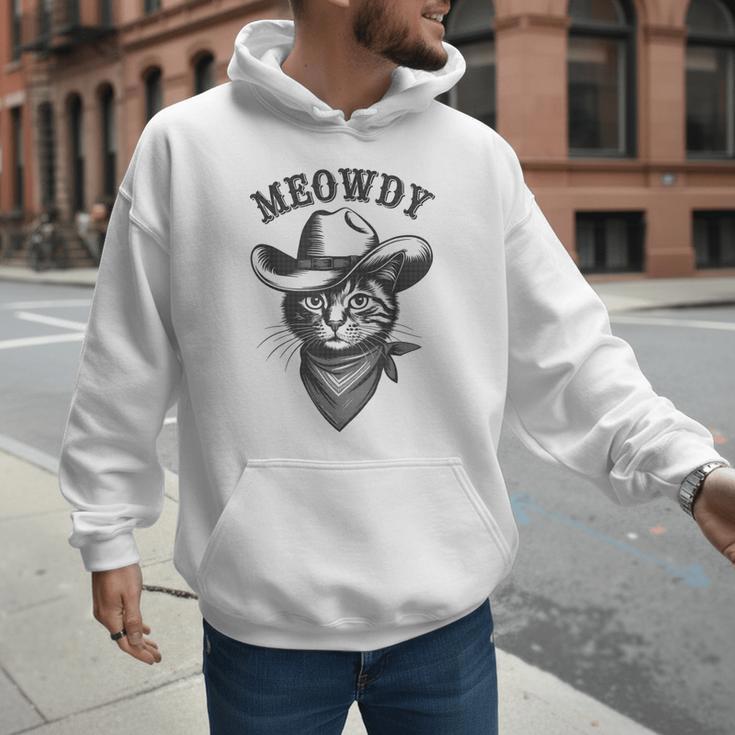 Meowdy Cat Cowboy Western Graphic Cat Lady Cat Dad Men Hoodie