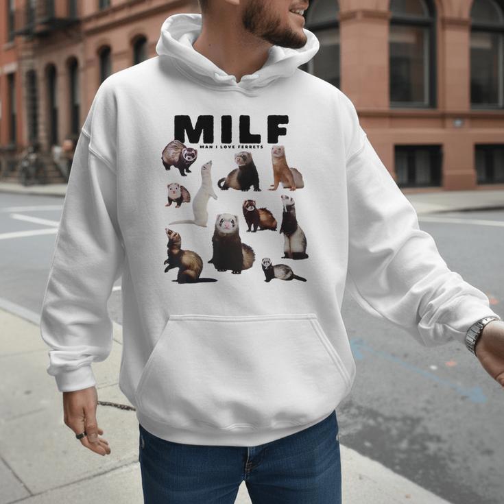 MILF Man I Love Ferrets Ferret Mom Dad Ferret Owner Men Hoodie