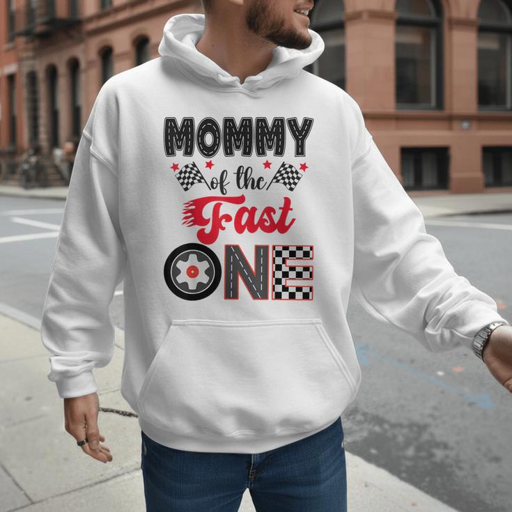 Mommy Of The Fast One Car Racing Dad 1St Birthday Boy Men Hoodie
