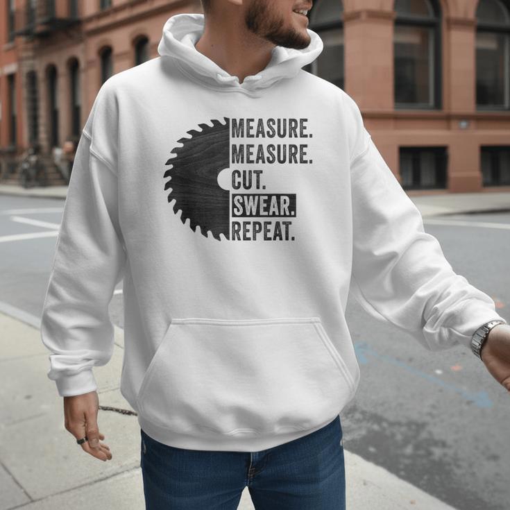 Woodworking Dad Measure Cut Swear Handyman Fathers Day Men Hoodie