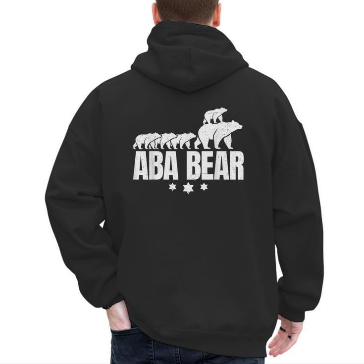 Aba Bear For Jewish Dad With Four Kids On Father's Day Men's Hoodie Back Print Aba Bear For Jewish Dad With Four Kids On Father's Day Men's Hoodie Back Print