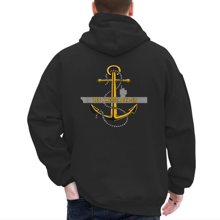 Aircraft Carrier USS America CVA-66 Veterans Day Dad Son Boy Men's Hoodie Back Print