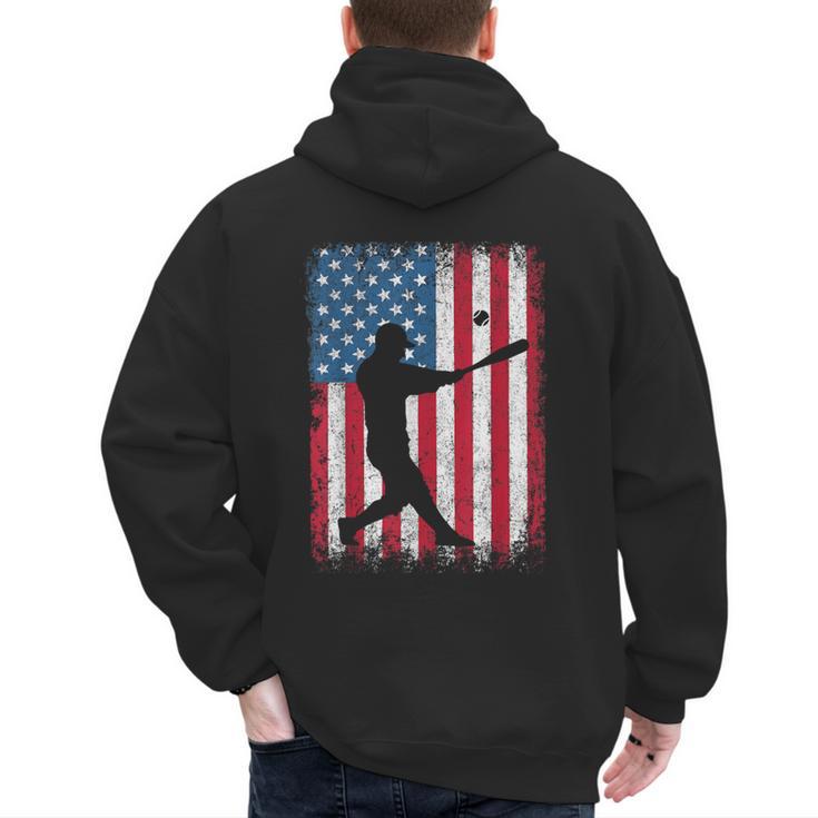 American Flag Vintage Baseball Flag Dad Mom Tee T-Shirt Men's Hoodie Back Print