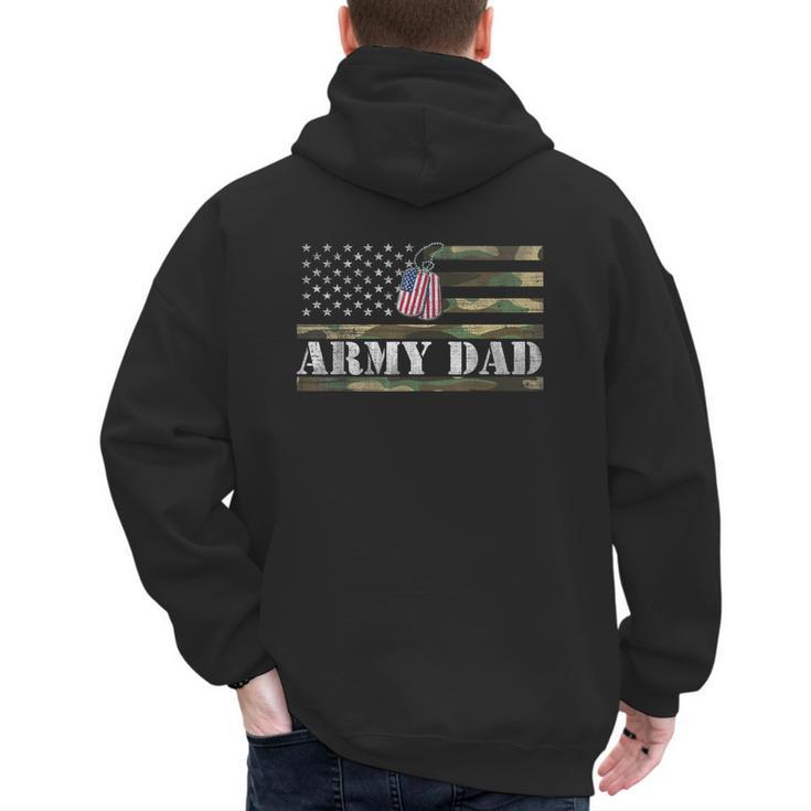 Army Dad With American Flag Camo For Veteran Day Women Kids Men Men's Hoodie Back Print