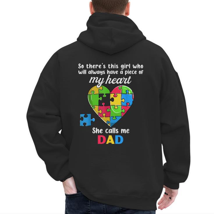 Autism Dad Of Autism Daughter Daddy Shirts Autistic Support Men's Hoodie Back Print