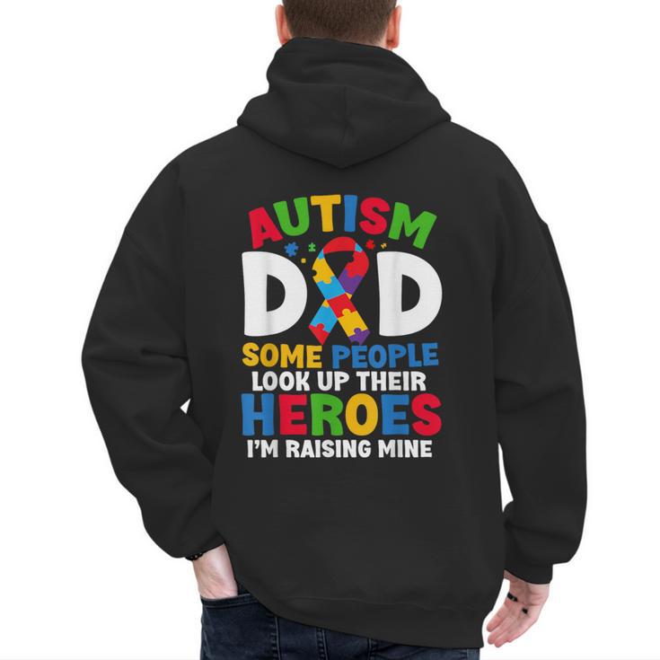 Autism Dad Puzzle Ribbon Proud Son Hero Autism Awareness Men's Hoodie Back Print