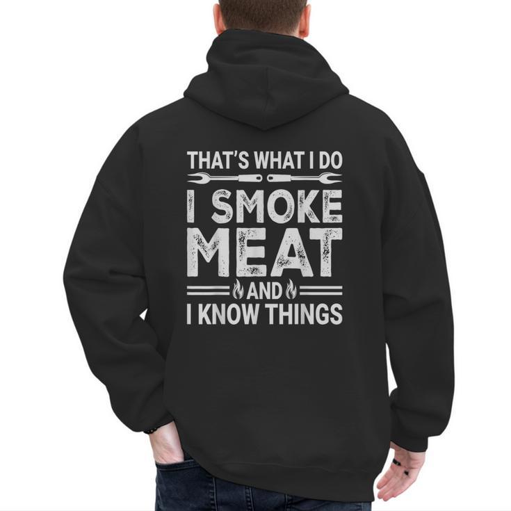 BBQ Grilling Dad Smoking Meat Barbecue Pun Pit Master Father Men's Hoodie Back Print