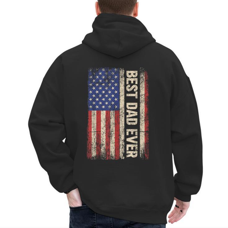 Best Dad Ever US American Flag For Father's Day Men Men's Hoodie Back Print